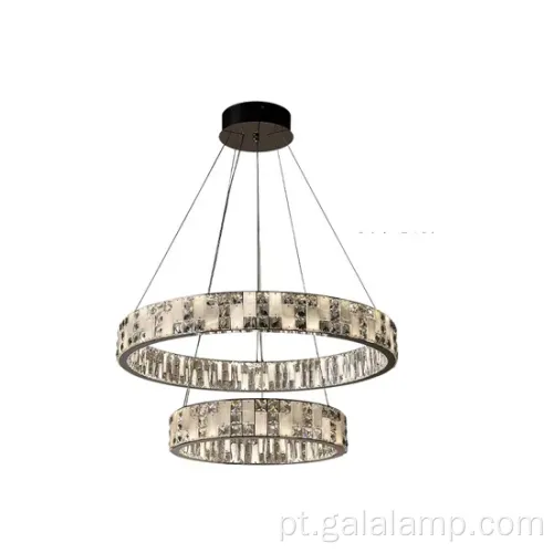 Lustre de cristal redondo luxuoso para espaços modernos